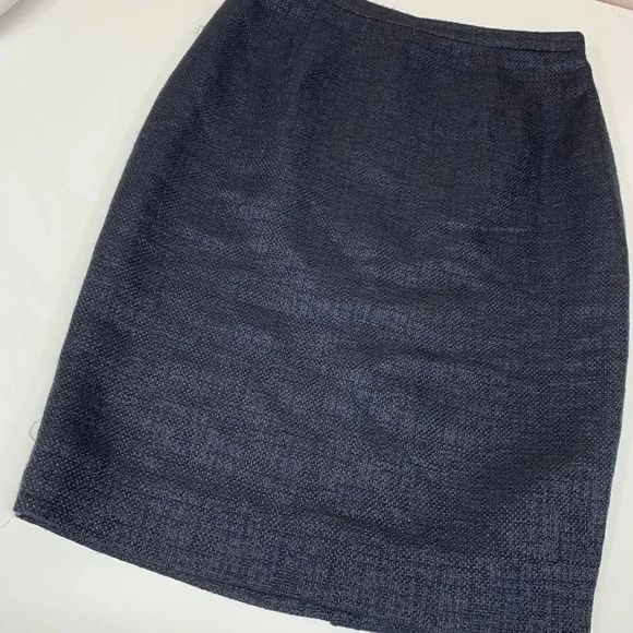VALENTINO Midi Skirt Dark Blue Wool Silk Size 6 - Picture 2 of 8